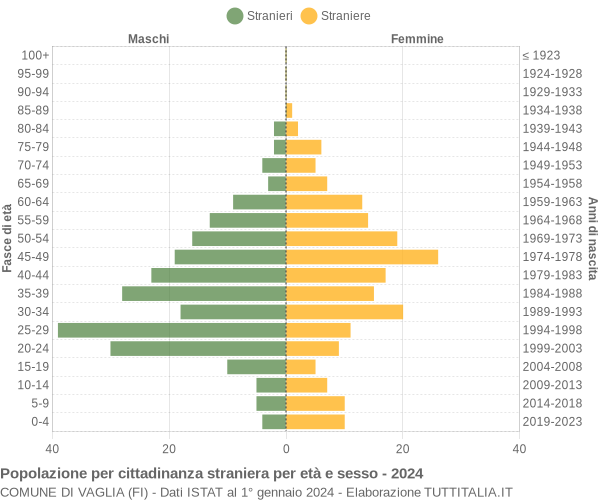 Grafico cittadini stranieri - Vaglia 2024