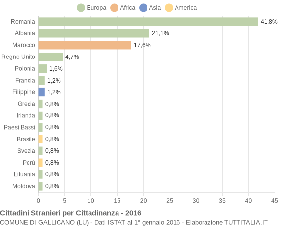 Grafico cittadinanza stranieri - Gallicano 2016