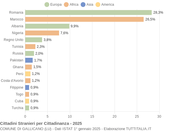 Grafico cittadinanza stranieri - Gallicano 2025