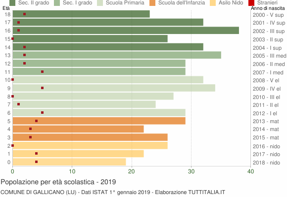Grafico Popolazione in età scolastica - Gallicano 2019