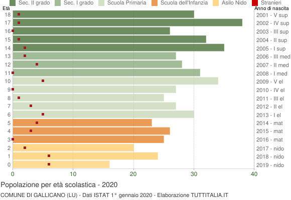 Grafico Popolazione in età scolastica - Gallicano 2020