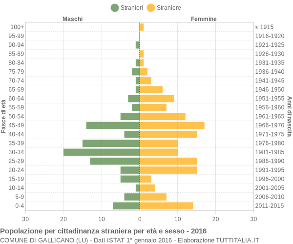 Grafico cittadini stranieri - Gallicano 2016