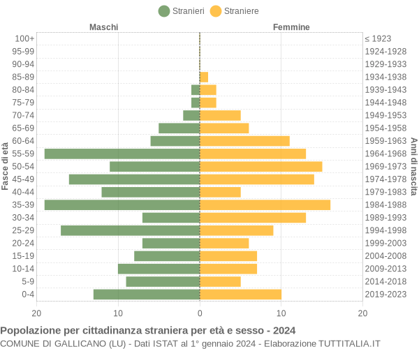 Grafico cittadini stranieri - Gallicano 2024