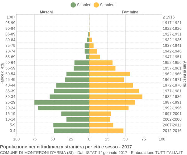 Grafico cittadini stranieri - Monteroni d'Arbia 2017