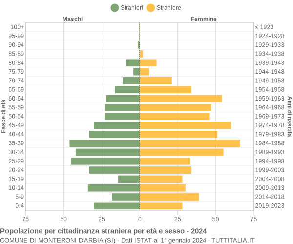 Grafico cittadini stranieri - Monteroni d'Arbia 2024