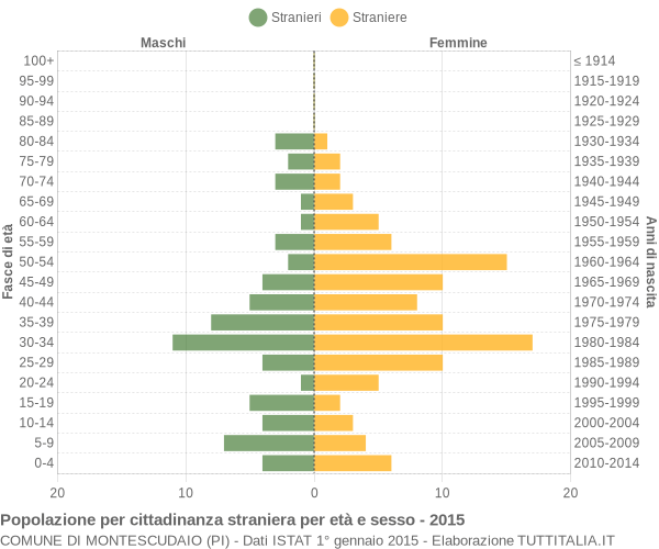 Grafico cittadini stranieri - Montescudaio 2015