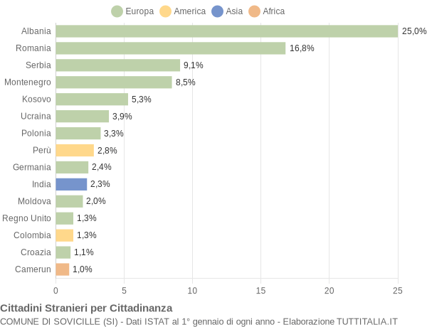 Grafico cittadinanza stranieri - Sovicille 2011