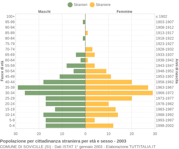 Grafico cittadini stranieri - Sovicille 2003