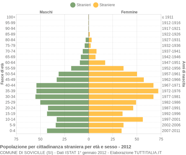 Grafico cittadini stranieri - Sovicille 2012
