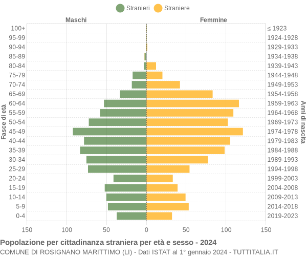 Grafico cittadini stranieri - Rosignano Marittimo 2024