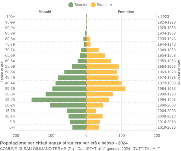 Grafico cittadini stranieri - San Giuliano Terme 2024