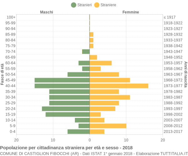 Grafico cittadini stranieri - Castiglion Fibocchi 2018