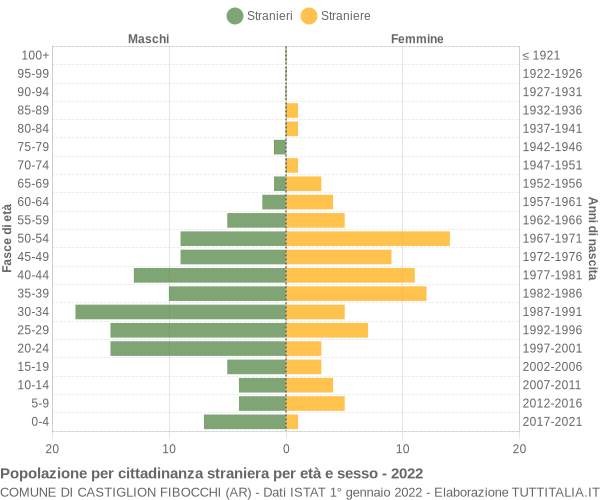 Grafico cittadini stranieri - Castiglion Fibocchi 2022