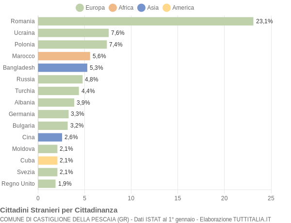 Grafico cittadinanza stranieri - Castiglione della Pescaia 2020