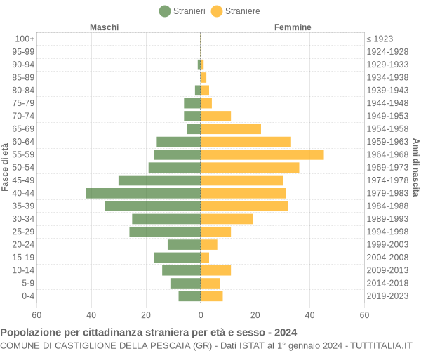 Grafico cittadini stranieri - Castiglione della Pescaia 2024