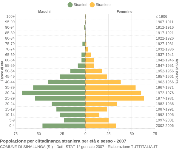 Grafico cittadini stranieri - Sinalunga 2007