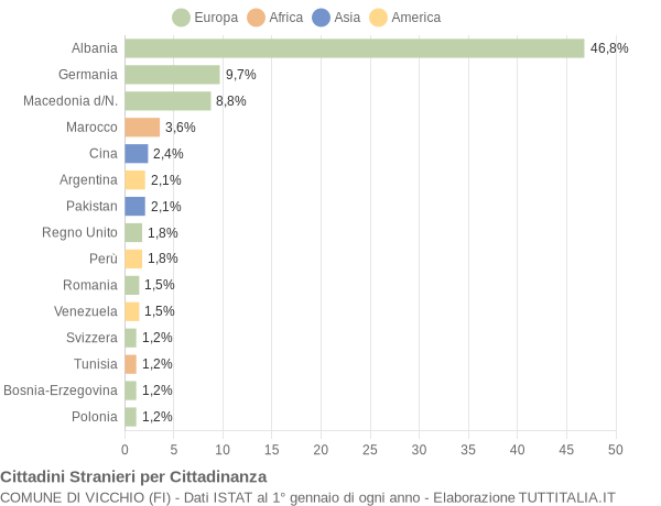 Grafico cittadinanza stranieri - Vicchio 2004