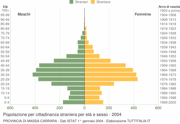 Grafico cittadini stranieri - 2004