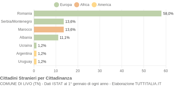 Grafico cittadinanza stranieri - Livo 2005