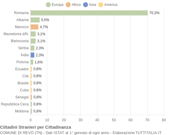 Grafico cittadinanza stranieri - Revò 2019