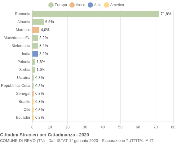 Grafico cittadinanza stranieri - Revò 2020