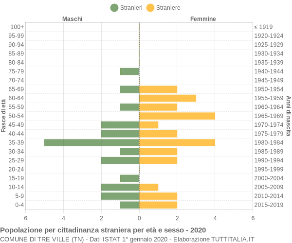 Grafico cittadini stranieri - Tre Ville 2020