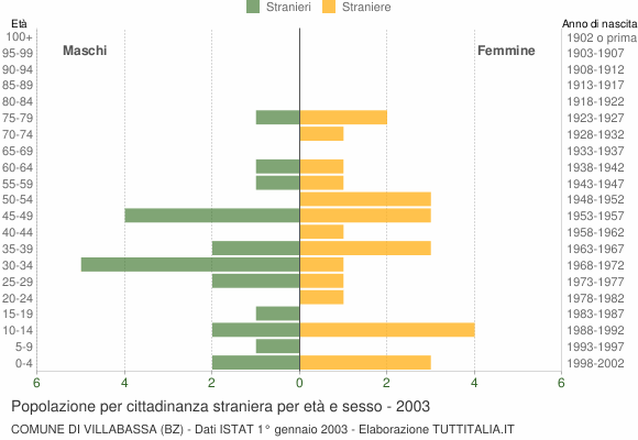 Grafico cittadini stranieri - Villabassa 2003