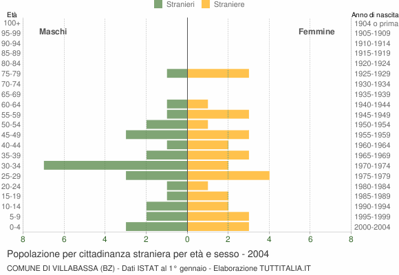 Grafico cittadini stranieri - Villabassa 2004