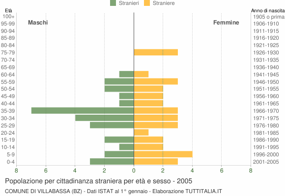 Grafico cittadini stranieri - Villabassa 2005