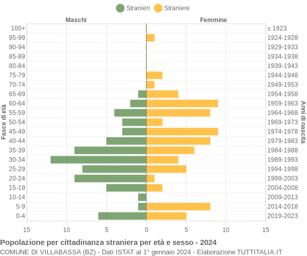 Grafico cittadini stranieri - Villabassa 2024