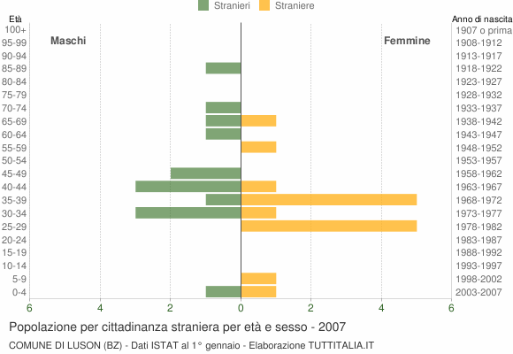 Grafico cittadini stranieri - Luson 2007