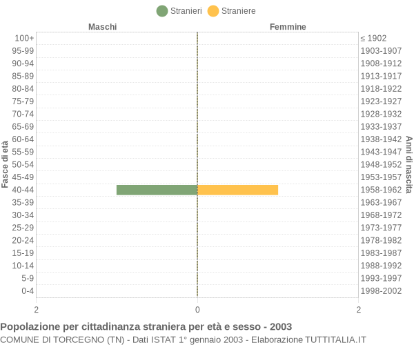 Grafico cittadini stranieri - Torcegno 2003