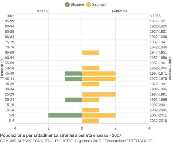 Grafico cittadini stranieri - Torcegno 2017