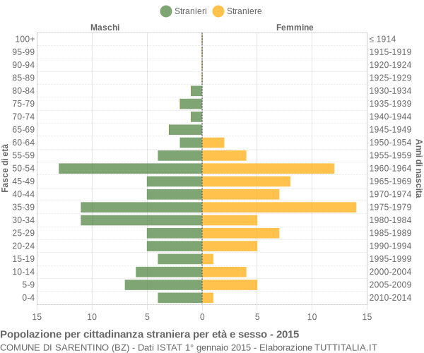 Grafico cittadini stranieri - Sarentino 2015