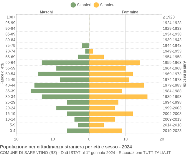 Grafico cittadini stranieri - Sarentino 2024