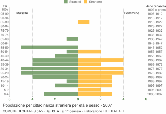 Grafico cittadini stranieri - Chienes 2007
