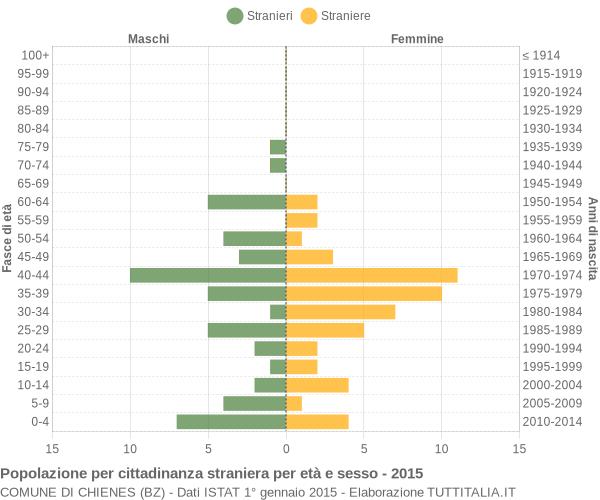 Grafico cittadini stranieri - Chienes 2015