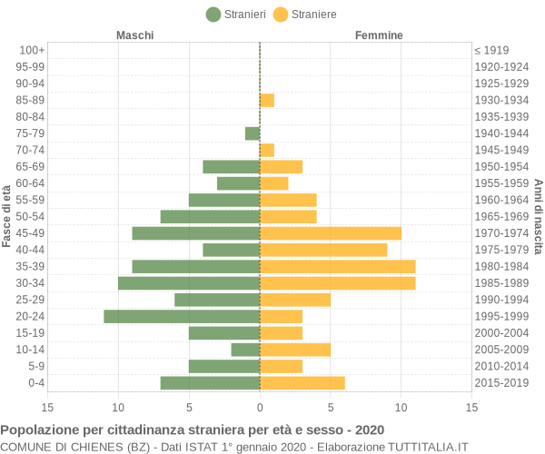 Grafico cittadini stranieri - Chienes 2020