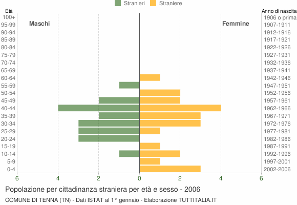 Grafico cittadini stranieri - Tenna 2006
