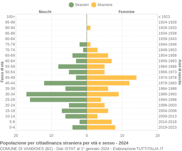 Grafico cittadini stranieri - Vandoies 2024