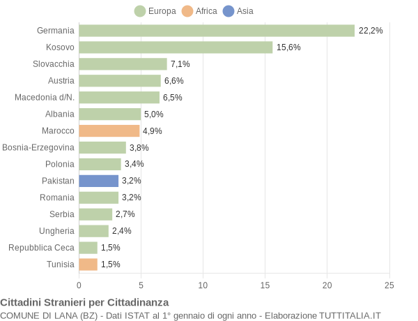 Grafico cittadinanza stranieri - Lana 2012