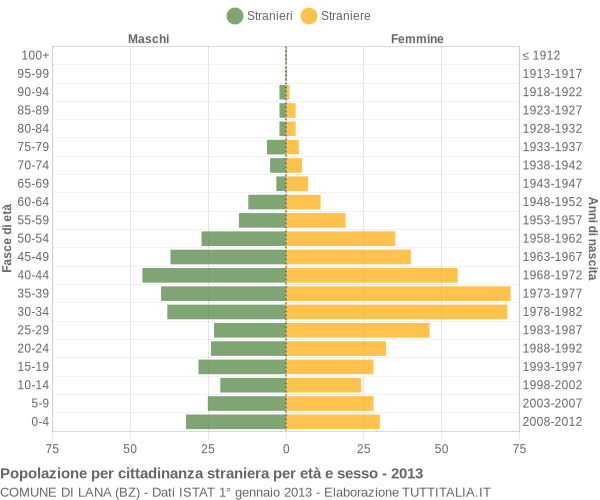 Grafico cittadini stranieri - Lana 2013