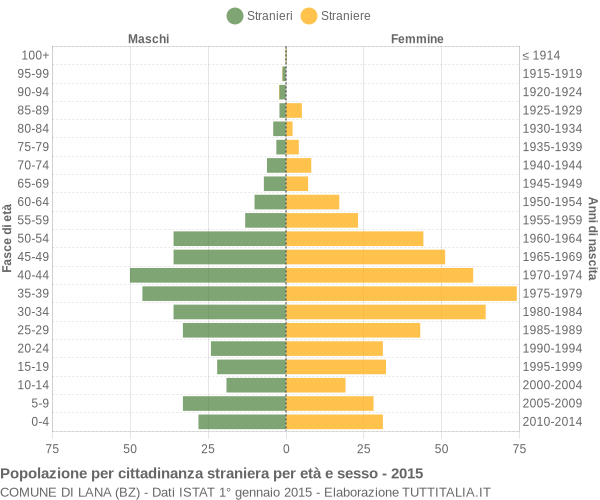 Grafico cittadini stranieri - Lana 2015