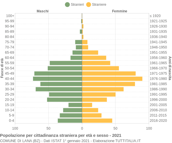 Grafico cittadini stranieri - Lana 2021