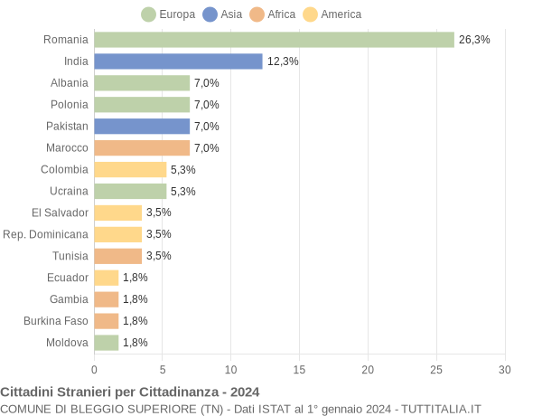 Grafico cittadinanza stranieri - Bleggio Superiore 2024