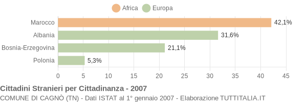 Grafico cittadinanza stranieri - Cagnò 2007