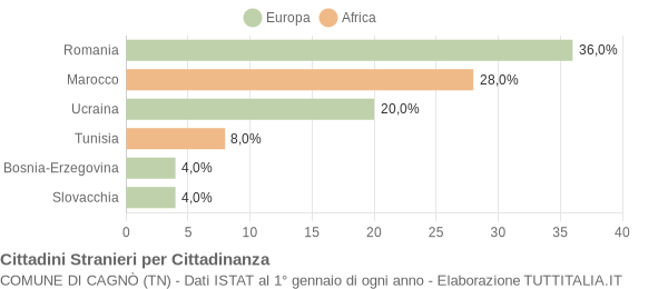 Grafico cittadinanza stranieri - Cagnò 2019