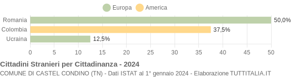 Grafico cittadinanza stranieri - Castel Condino 2024