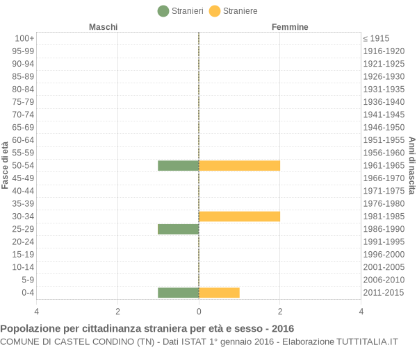 Grafico cittadini stranieri - Castel Condino 2016