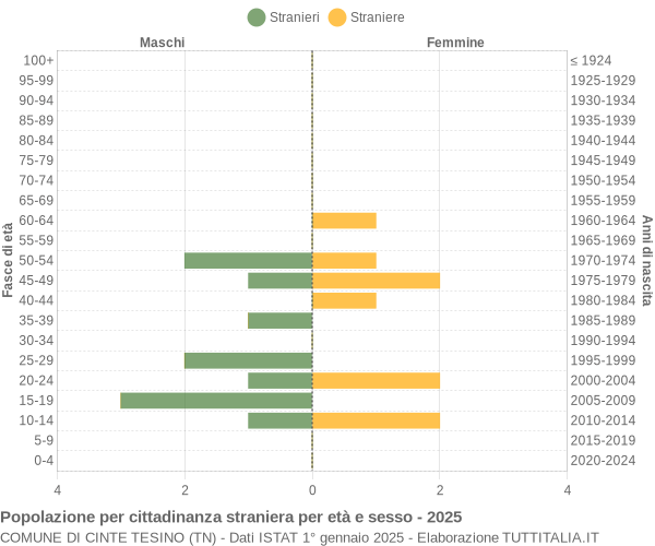 Grafico cittadini stranieri - Cinte Tesino 2025